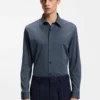 Patterned slim-fit shirt in performance-stretch jersey