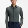 Patterned slim-fit shirt in performance-stretch jersey