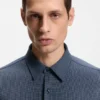 Patterned slim-fit shirt in performance-stretch jersey