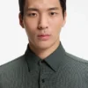 Patterned slim-fit shirt in performance-stretch jersey
