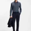 Patterned slim-fit shirt in performance-stretch jersey