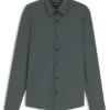 Patterned slim-fit shirt in performance-stretch jersey