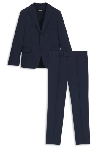Patterned slim-fit suit in stretch wool