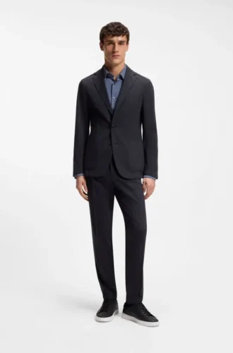 Patterned slim-fit trousers in a wool blend