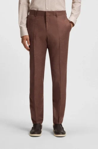 Patterned slim-fit trousers in stretch fabric