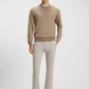 Patterned slim-fit trousers in stretch fabric