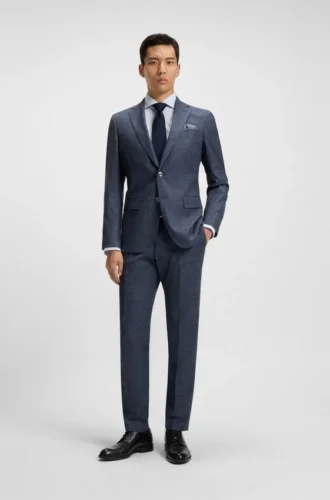 Patterned slim-fit trousers in stretch fabric