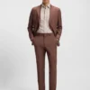 Patterned slim-fit trousers in stretch fabric