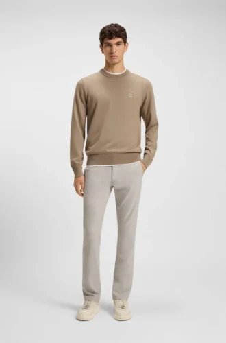 Patterned slim-fit trousers in stretch fabric