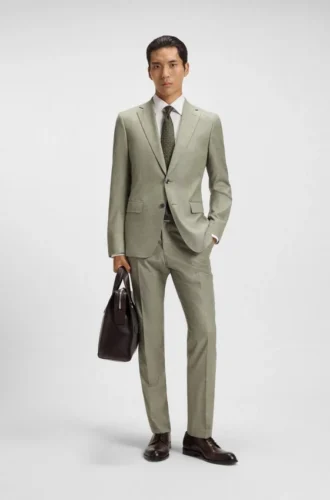 Patterned slim-fit trousers in stretch fabric
