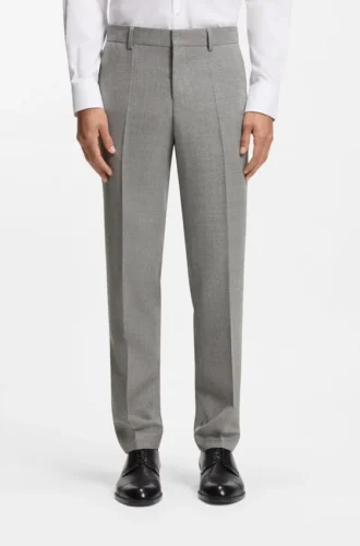 Patterned slim-fit trousers in stretch wool