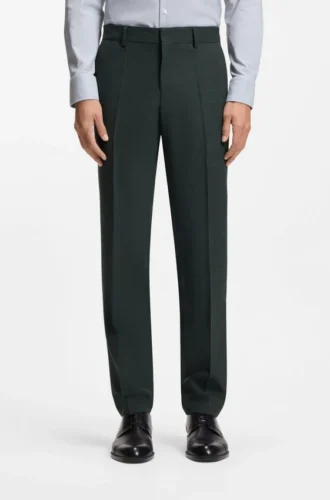 Patterned slim-fit trousers in stretch wool