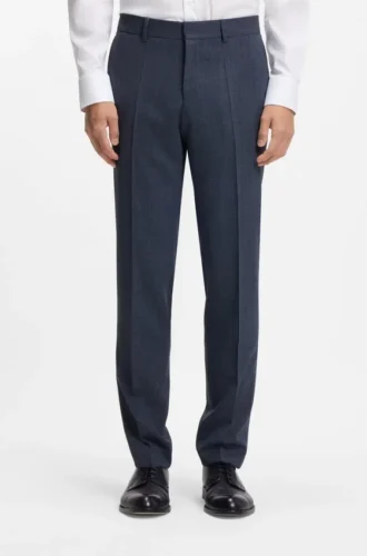 Patterned slim-fit trousers in stretch wool