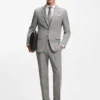 Patterned slim-fit trousers in stretch wool