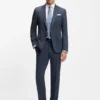 Patterned slim-fit trousers in stretch wool