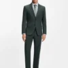 Patterned slim-fit trousers in stretch wool
