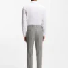 Patterned slim-fit trousers in stretch wool