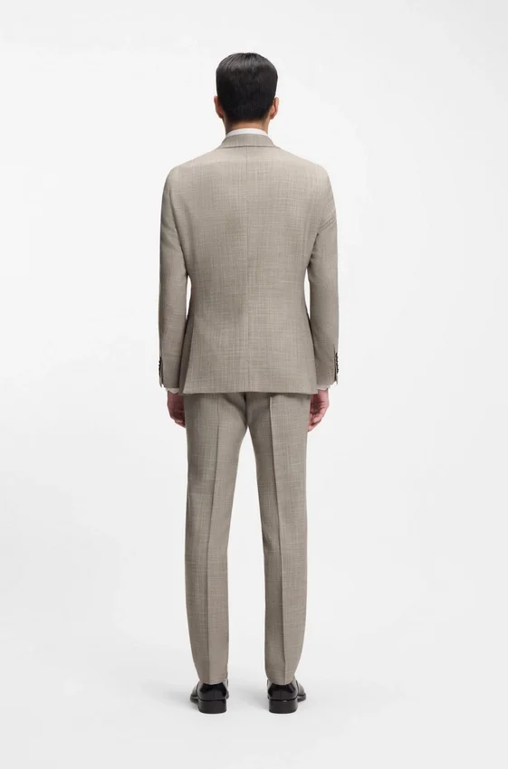 Patterned two-piece slim-fit suit in a wool-silk blend Patterned two-piece slim-fit suit in a wool-silk blend