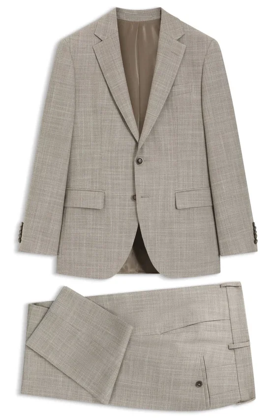 Patterned two-piece slim-fit suit in a wool-silk blend Patterned two-piece slim-fit suit in a wool-silk blend