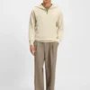 Peached-cotton sweatshirt with ribbed zip neck