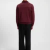 Peached-cotton sweatshirt with ribbed zip neck