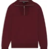 Peached-cotton sweatshirt with ribbed zip neck