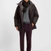Peached-microfibre jacket with water-repellent finish
