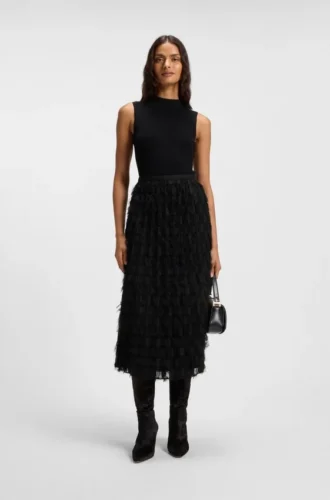 Pencil skirt in feather jacquard