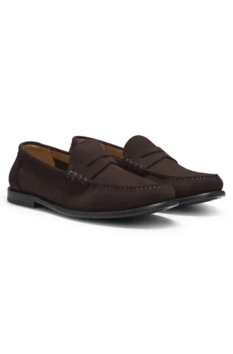 Penny-trim moccasins in suede