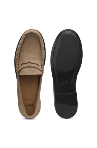 Penny-trim moccasins in suede