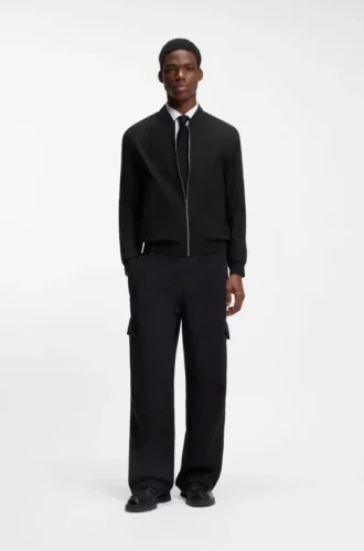 Performance-stretch slim-fit jacket in ottoman fabric