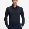 Performance-stretch slim-fit shirt in structured jersey