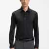 Performance-stretch slim-fit shirt in structured jersey