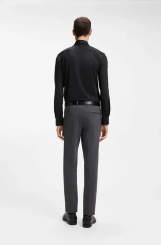 Performance-stretch slim-fit shirt in structured jersey