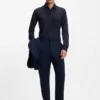 Performance-stretch slim-fit shirt in structured jersey