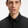 Performance-stretch slim-fit shirt in structured jersey