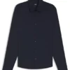 Performance-stretch slim-fit shirt in structured jersey