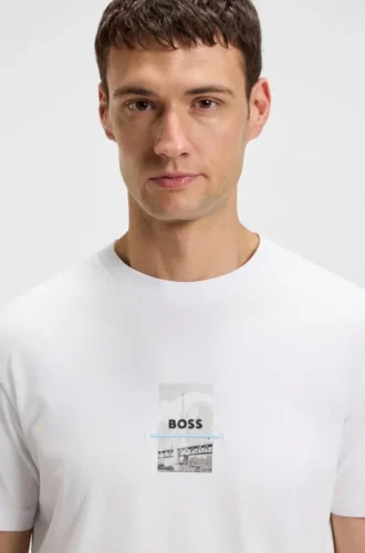 Photo-print T-shirt in stretch cotton
