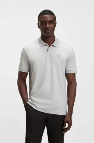 Pima-cotton polo shirt with Double B monogram
