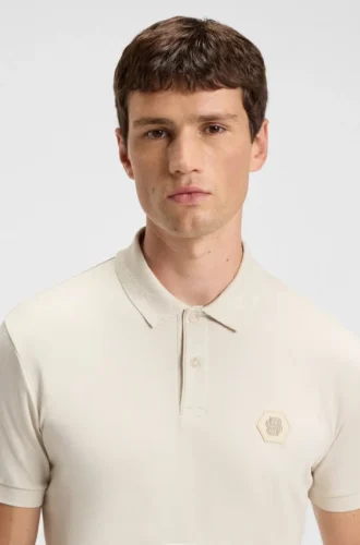 Pima-cotton polo shirt with Double B monogram