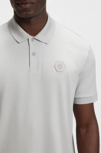 Pima-cotton polo shirt with Double B monogram