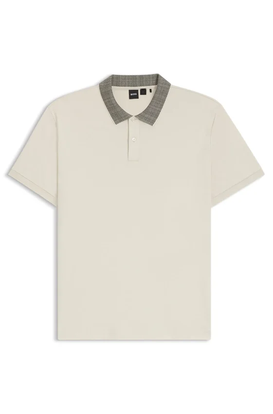 Pima-cotton polo shirt with patterned collar Pima-cotton polo shirt with patterned collar
