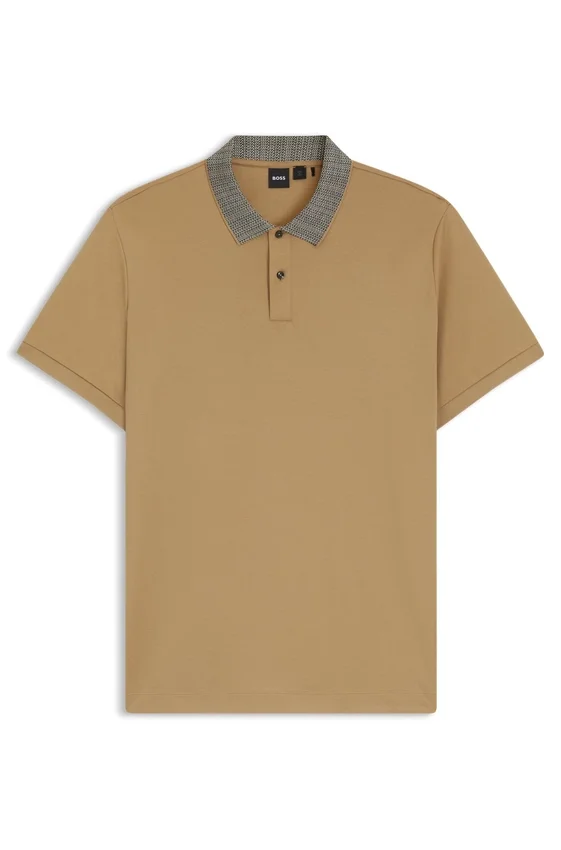 Pima-cotton polo shirt with patterned collar Pima-cotton polo shirt with patterned collar