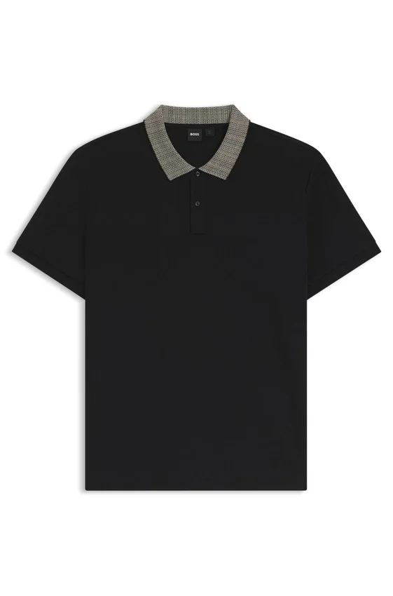 Pima-cotton polo shirt with patterned collar Pima-cotton polo shirt with patterned collar