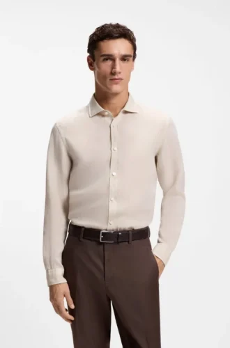 Pin-buckle belt in Italian leather