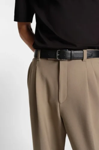 Pin-buckle belt in Italian leather