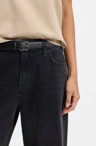 Pin-buckle belt in Italian leather