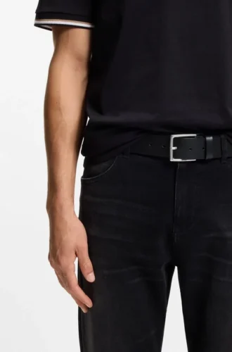 Pin-buckle belt in Italian leather