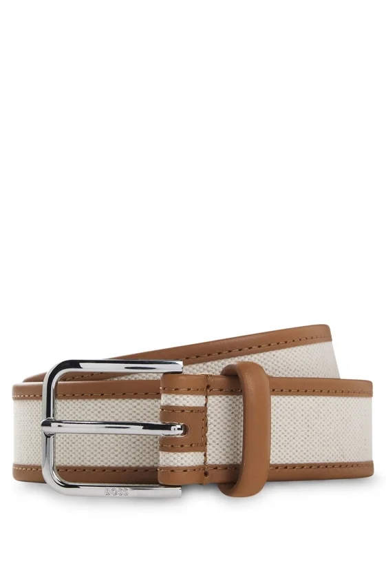 Pin-buckle belt in leather and canvas Pin-buckle belt in leather and canvas