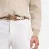 Pin-buckle belt in leather and canvas Pin-buckle belt in leather and canvas
